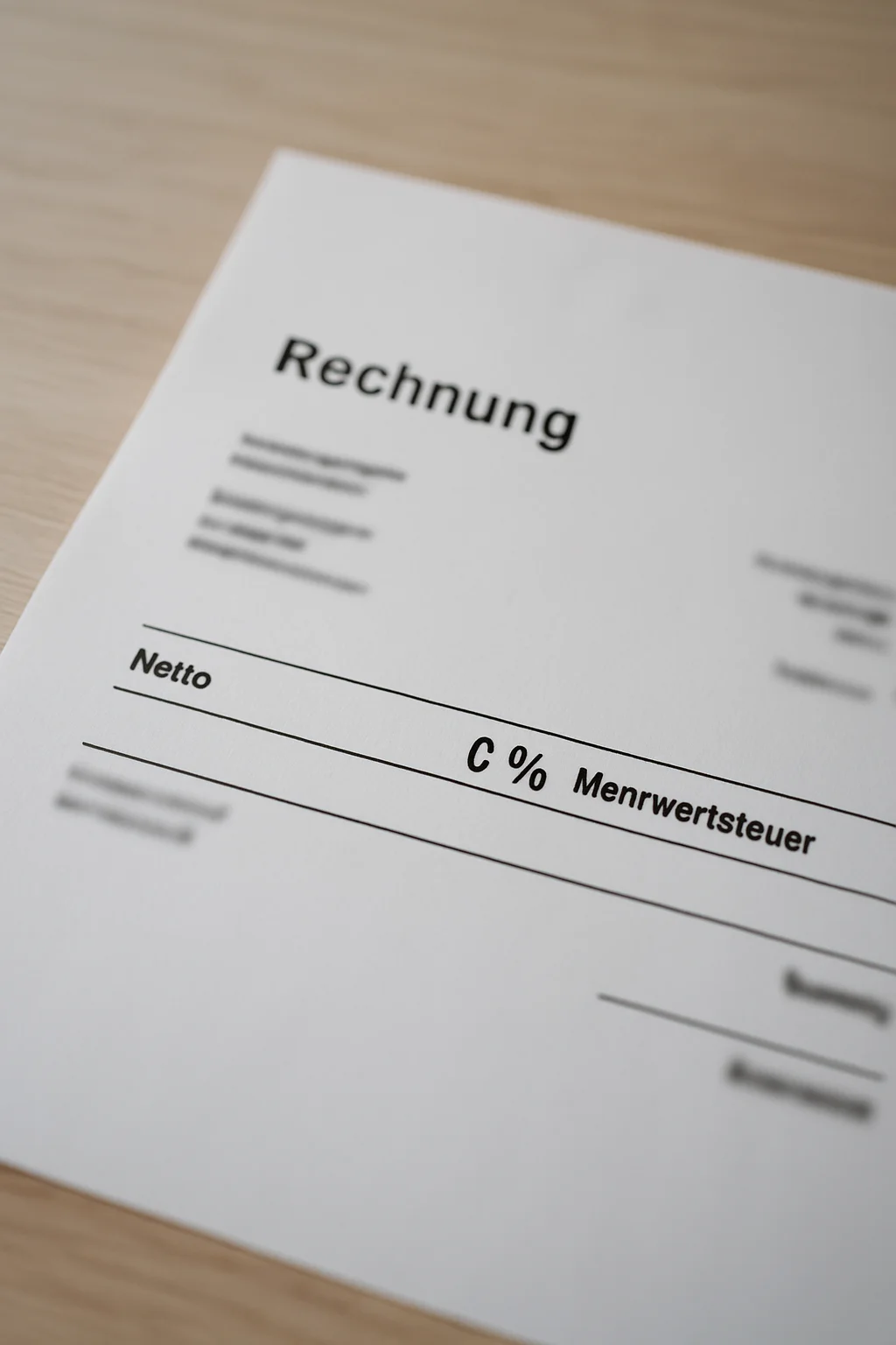 Rechnung mit prominenter 0-Prozent-Mehrwertsteuer-Markierung