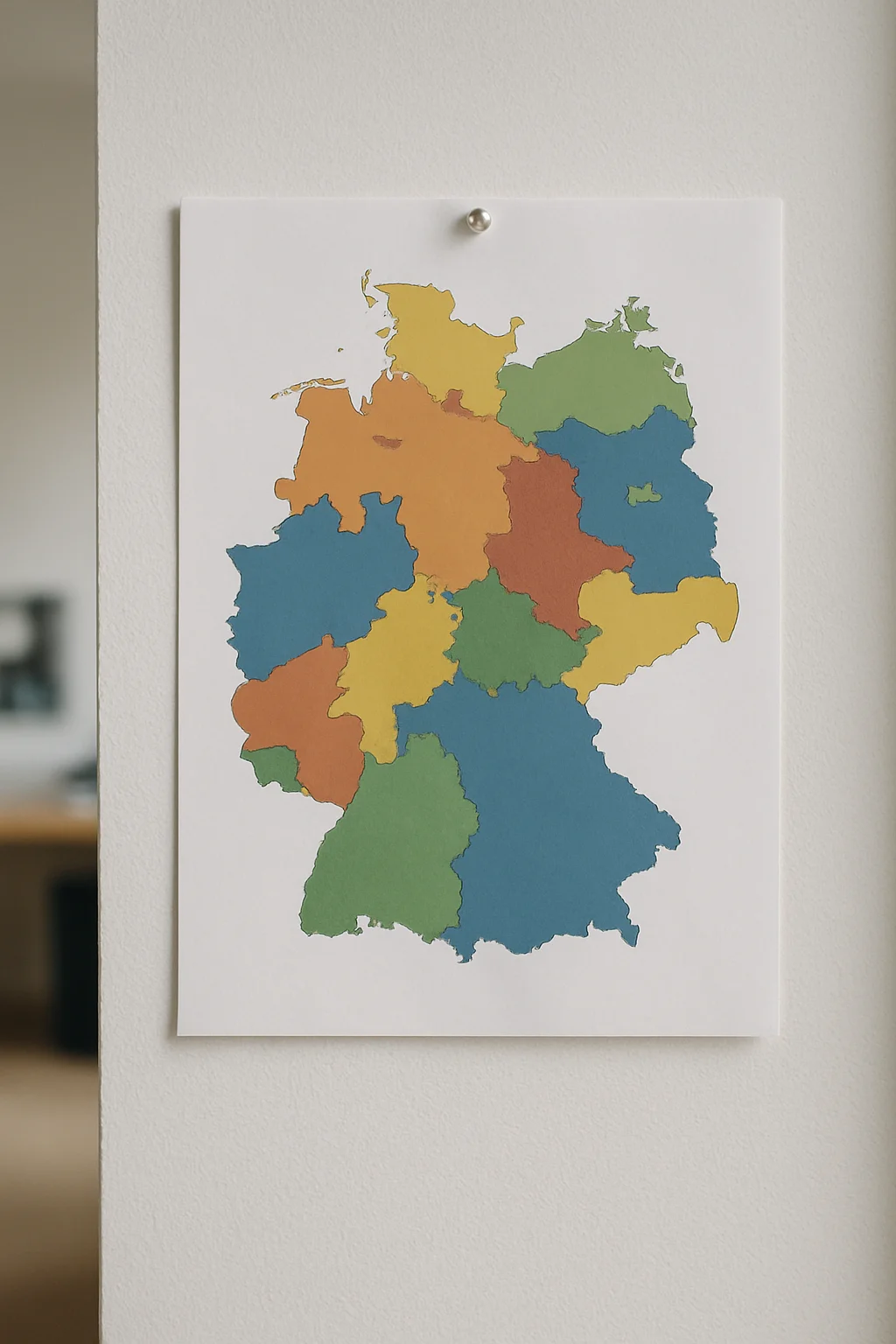 Deutschland-Karte mit farbigen Bundeslaender-Markierungen