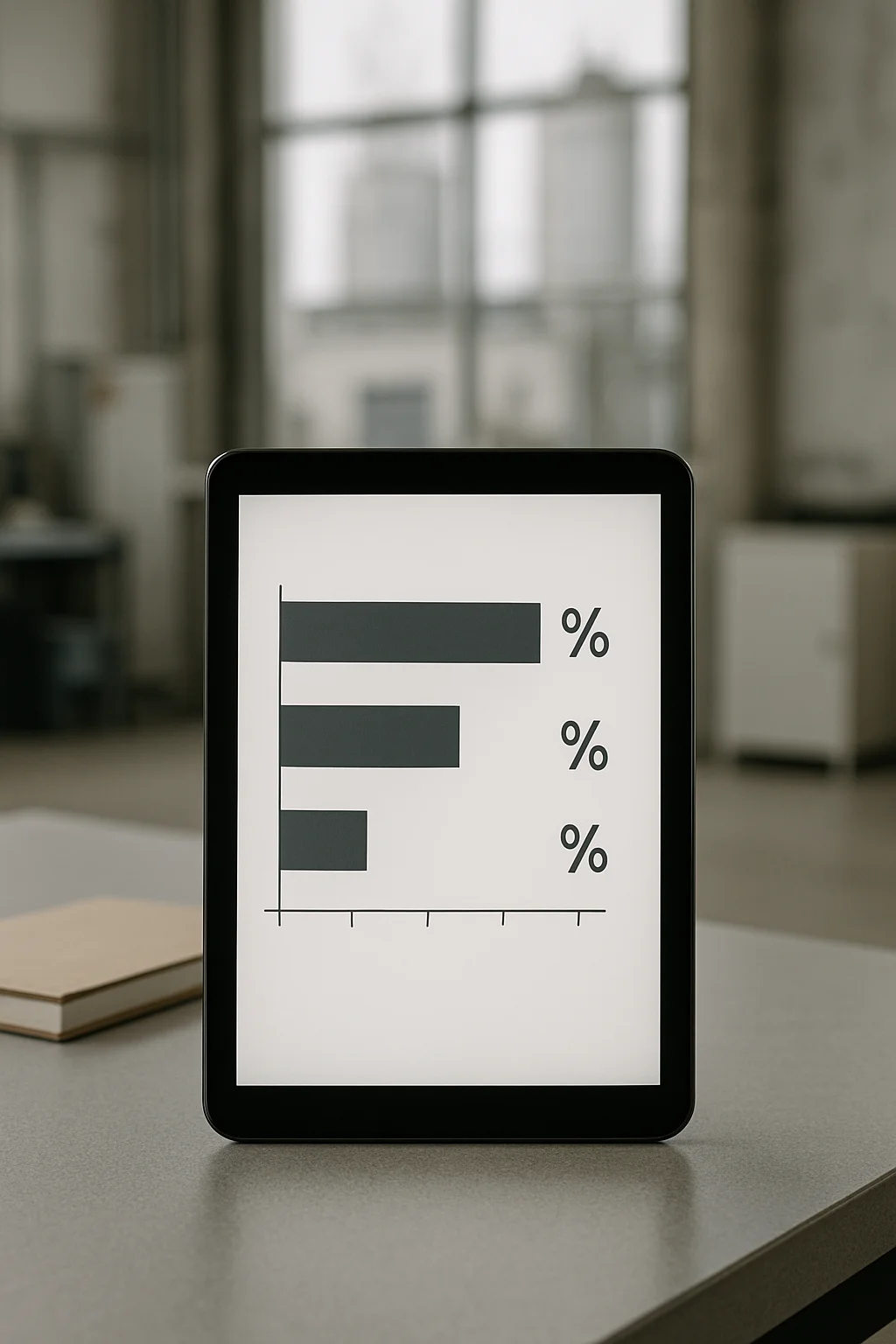 Vergleichs-Diagramm mit Prozent-Balken auf Tablet